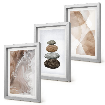 Mur de cadres Des formes abstraites, des structures peintes dans des tons pastel