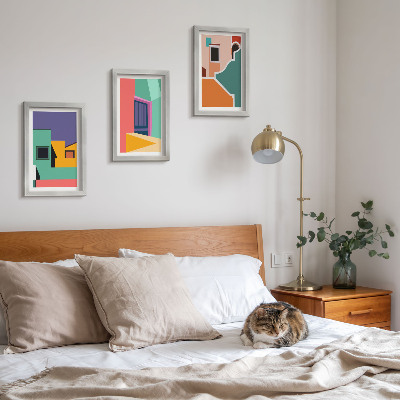 Ensemble de 3 tableaux Illustrations colorées de la ville dans un style moderne