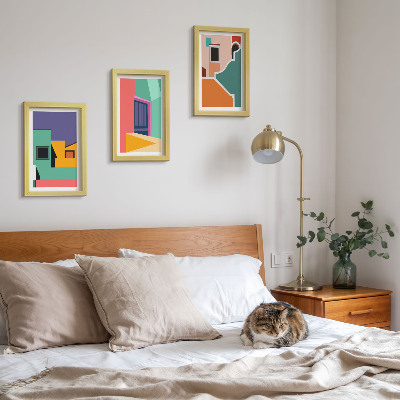Ensemble de 3 tableaux Illustrations colorées de la ville dans un style moderne