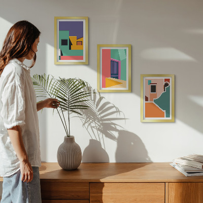 Ensemble de 3 tableaux Illustrations colorées de la ville dans un style moderne
