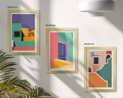 Ensemble de 3 tableaux Illustrations colorées de la ville dans un style moderne