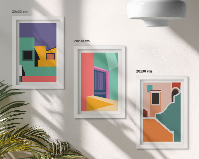Ensemble de 3 tableaux Illustrations colorées de la ville dans un style moderne