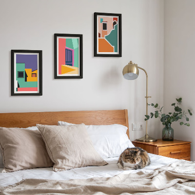 Ensemble de 3 tableaux Illustrations colorées de la ville dans un style moderne