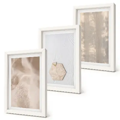 Mur de cadres avec des textures subtiles au style bohème naturel