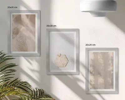 Mur de cadres avec des textures subtiles au style bohème naturel