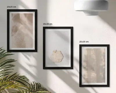 Mur de cadres avec des textures subtiles au style bohème naturel