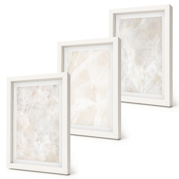Ensemble de 3 tableaux Structures en pierre pastel de marbre blanc