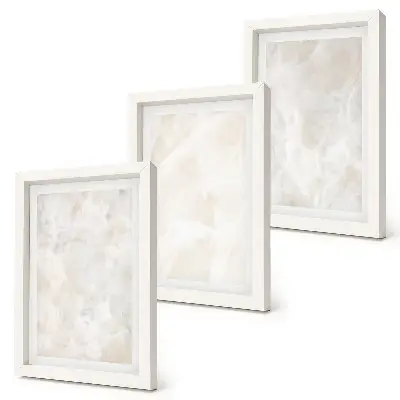 Ensemble de 3 tableaux structures en pierre de marbre blanc pastel