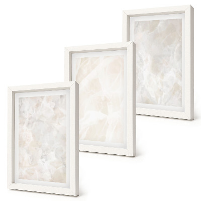 Ensemble de 3 tableaux Structures en pierre pastel de marbre blanc