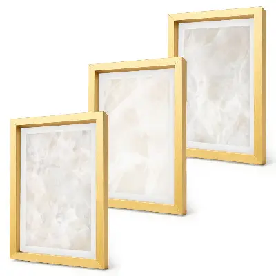 Ensemble de 3 tableaux structures en pierre de marbre blanc pastel