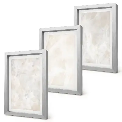 Ensemble de 3 tableaux structures en pierre de marbre blanc pastel