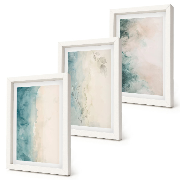 Lot de 3 tableaux Peintures à l'aquarelle sur toile, style minimaliste