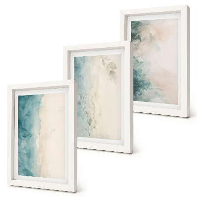 Lot de 3 tableaux Peintures à l'aquarelle sur toile, style minimaliste