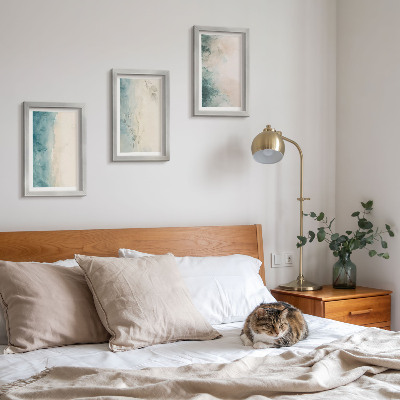 Lot de 3 tableaux Peintures à l'aquarelle sur toile, style minimaliste