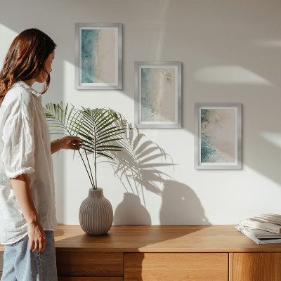 Lot de 3 tableaux Peintures à l'aquarelle sur toile, style minimaliste