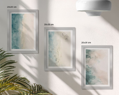 Lot de 3 tableaux Peintures à l'aquarelle sur toile, style minimaliste