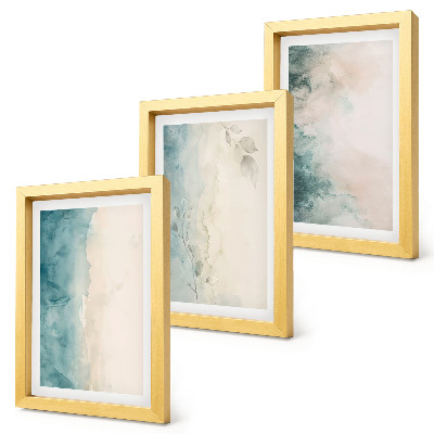 Lot de 3 tableaux Peintures à l'aquarelle sur toile, style minimaliste