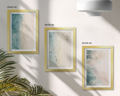 Lot de 3 tableaux Peintures à l'aquarelle sur toile, style minimaliste