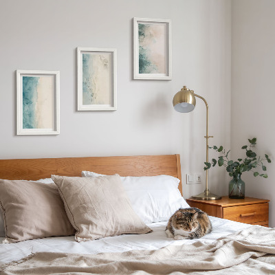 Lot de 3 tableaux Peintures à l'aquarelle sur toile, style minimaliste