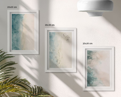 Lot de 3 tableaux Peintures à l'aquarelle sur toile, style minimaliste