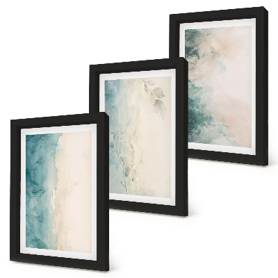 Lot de 3 tableaux Peintures à l'aquarelle sur toile, style minimaliste