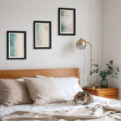 Lot de 3 tableaux Peintures à l'aquarelle sur toile, style minimaliste
