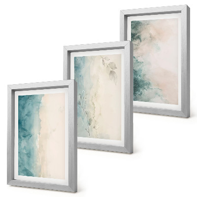 Lot de 3 tableaux Peintures à l'aquarelle sur toile, style minimaliste