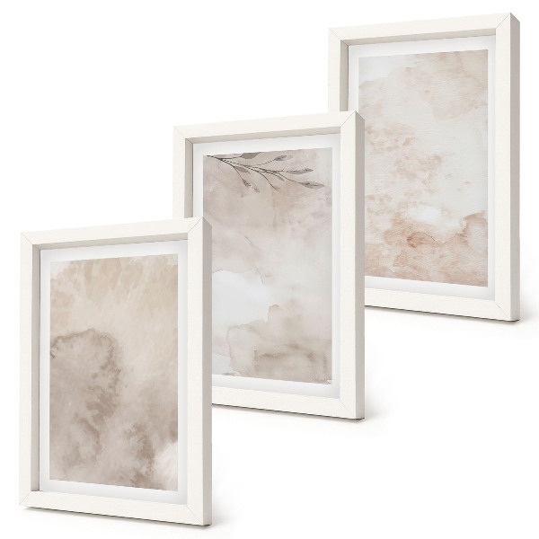 Ensemble de 3 tableaux Texture de peinture aquarelle renversée, style bohème