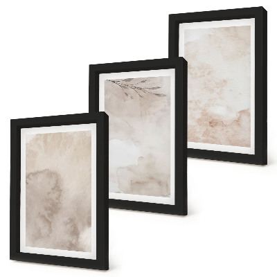 Ensemble de 3 tableaux Texture de peinture aquarelle renversée, style bohème