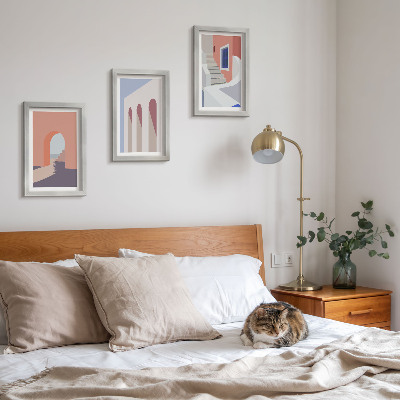 Ensemble de 3 tableaux Illustrations d'architecture urbaine dans un style minimaliste