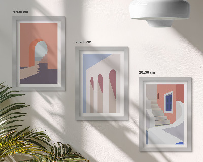 Ensemble de 3 tableaux Illustrations d'architecture urbaine dans un style minimaliste