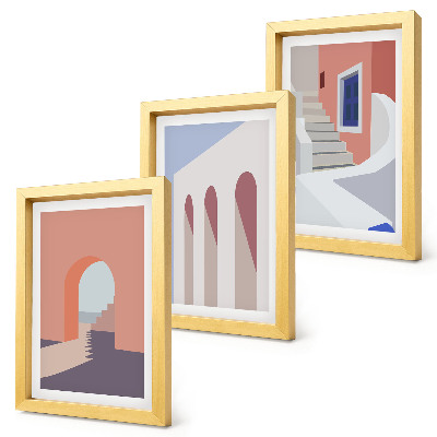 Ensemble de 3 tableaux Illustrations d'architecture urbaine dans un style minimaliste
