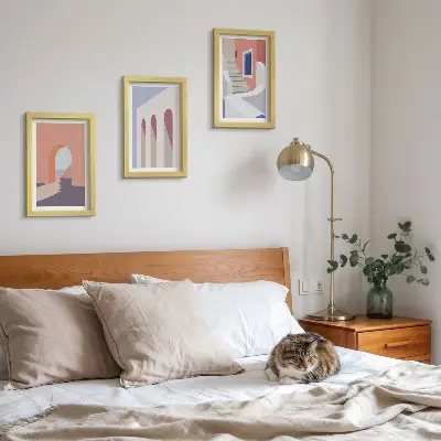 Ensemble de 3 tableaux illustrations d'architecture urbaine au style minimaliste