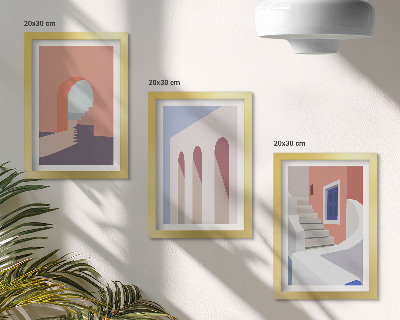 Ensemble de 3 tableaux Illustrations d'architecture urbaine dans un style minimaliste