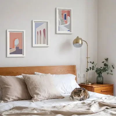Ensemble de 3 tableaux illustrations d'architecture urbaine au style minimaliste