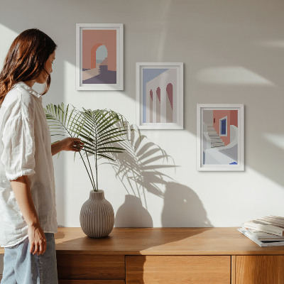 Ensemble de 3 tableaux Illustrations d'architecture urbaine dans un style minimaliste