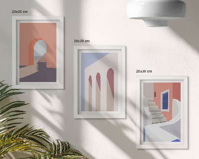 Ensemble de 3 tableaux Illustrations d'architecture urbaine dans un style minimaliste