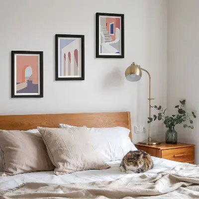 Ensemble de 3 tableaux illustrations d'architecture urbaine au style minimaliste