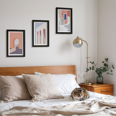 Ensemble de 3 tableaux Illustrations d'architecture urbaine dans un style minimaliste