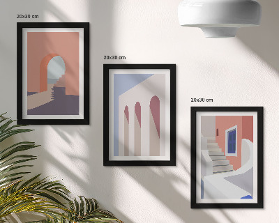 Ensemble de 3 tableaux Illustrations d'architecture urbaine dans un style minimaliste