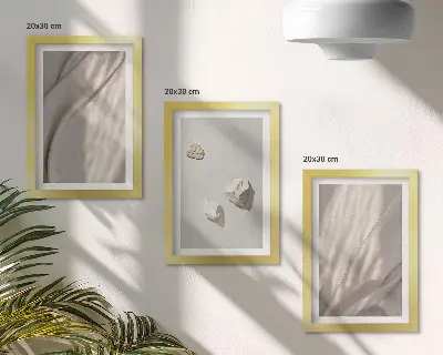 Mur de cadres avec gros plans de structures au style bohème moderne