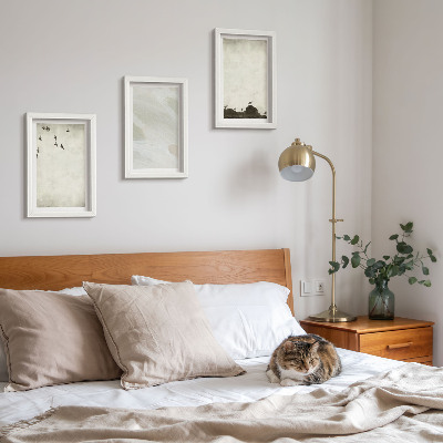 Mur de cadres Décorations minimalistes : oiseaux, rochers et coups de pinceau