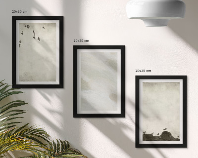 Mur de cadres Décorations minimalistes : oiseaux, rochers et coups de pinceau