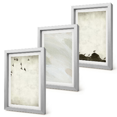 Mur de cadres Décorations minimalistes : oiseaux, rochers et coups de pinceau