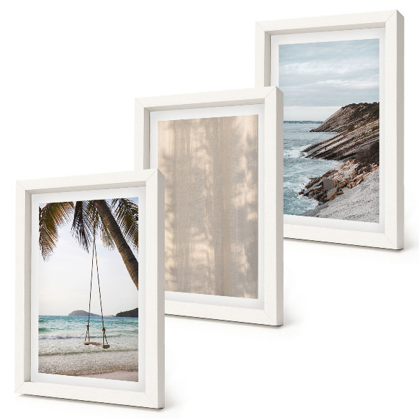 Lot de 3 tableaux Sable d'été et vues sur la mer, paysages d'été