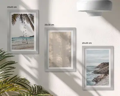 Lot de 3 tableaux paysage estival avec vue sur la mer et sable chaud