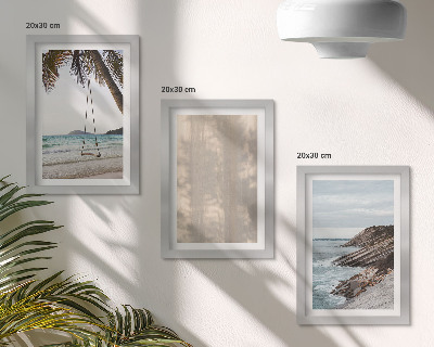 Lot de 3 tableaux Sable d'été et vues sur la mer, paysages d'été