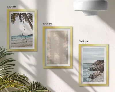Lot de 3 tableaux paysage estival avec vue sur la mer et sable chaud