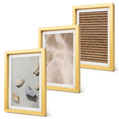 Mur de cadres Pierres, bois, tissu, textures variées