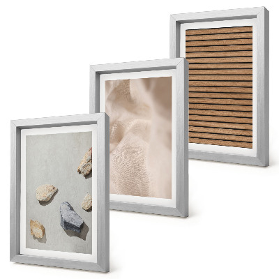 Mur de cadres Pierres, bois, tissu, textures variées